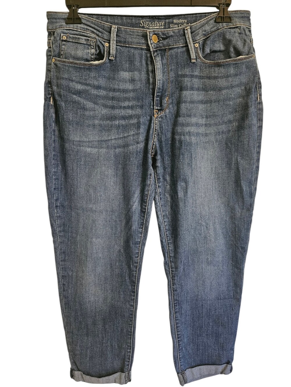 Signature by Levi Strauss & Co. Modetn Slim Cuffed Medium Wash Jeans Sz 16 W33